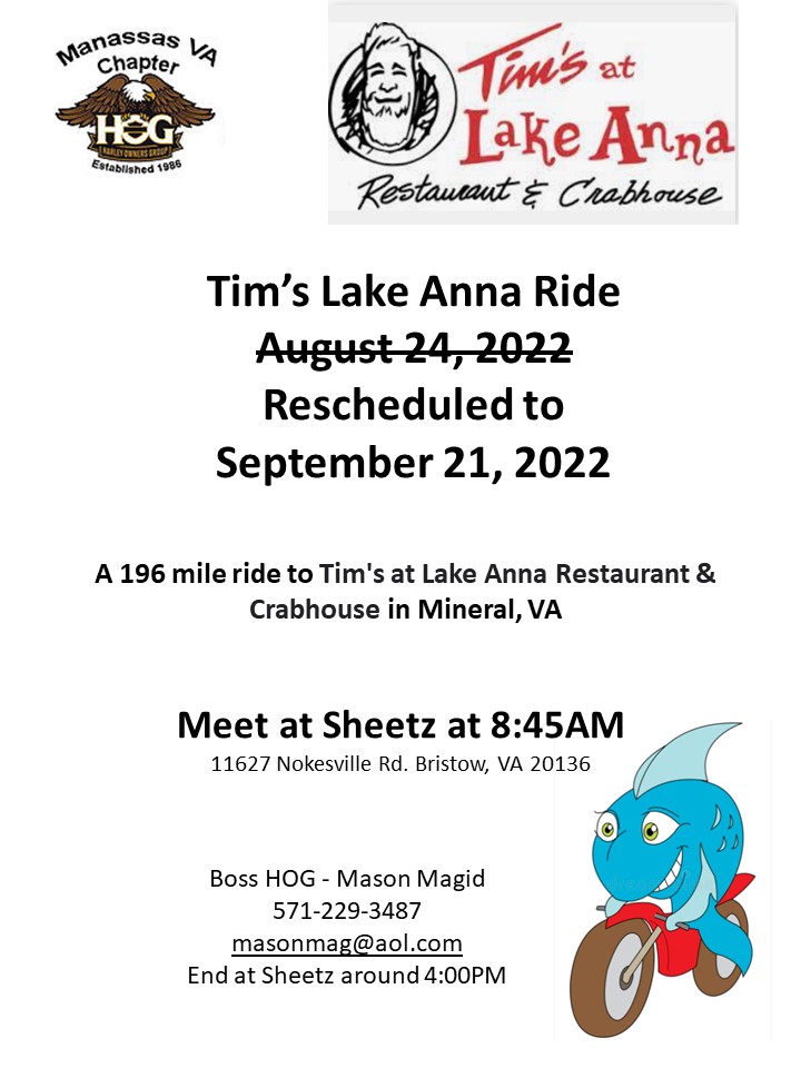 Tim's Lake Anna Ride Manassas VA Chapter 4315 Manassas Virginia